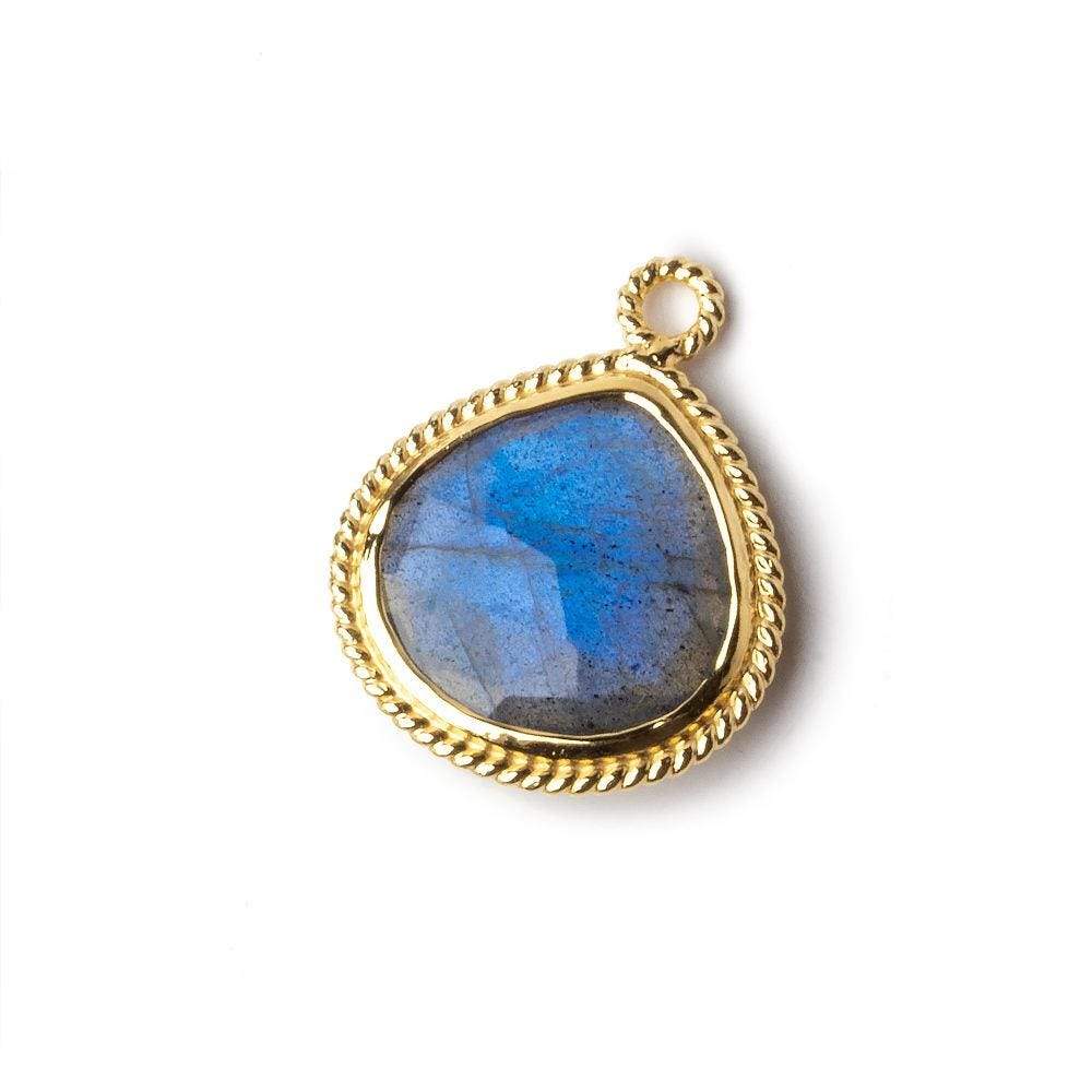 20x17mm Vermeil Rope Bezel Labradorite Faceted Heart Pendant 1 piece (ONLINE ORDER ONLY)