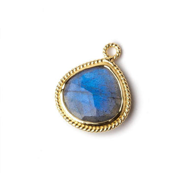 20x17mm Vermeil Rope Bezel Labradorite Faceted Heart Pendant 1 piece (ONLINE ORDER ONLY)