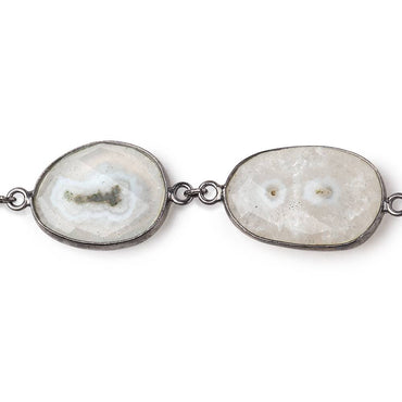 20x18-31x19mm Solar Quartz Faceted Nuggets Black Gold over .925 Bezel Set Chain (ONLINE ORDER ONLY)