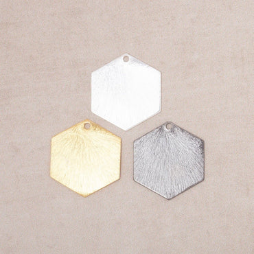 20x18mm Brushed Hexagon Charm Set of 4 pieces (ONLINE ORDER ONLY)
