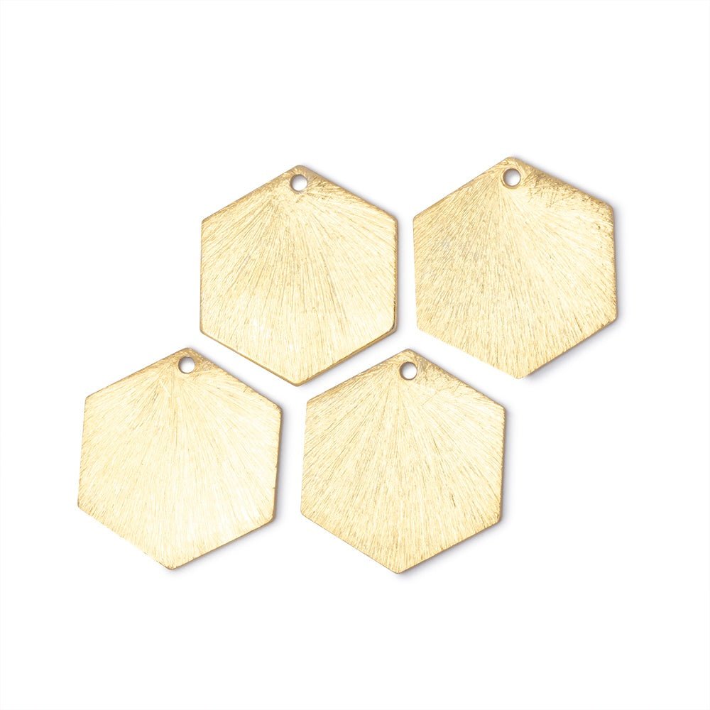 20x18mm Brushed Hexagon Charm Set of 4 pieces (ONLINE ORDER ONLY)