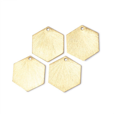20x18mm Brushed Hexagon Charm Set of 4 pieces (ONLINE ORDER ONLY)