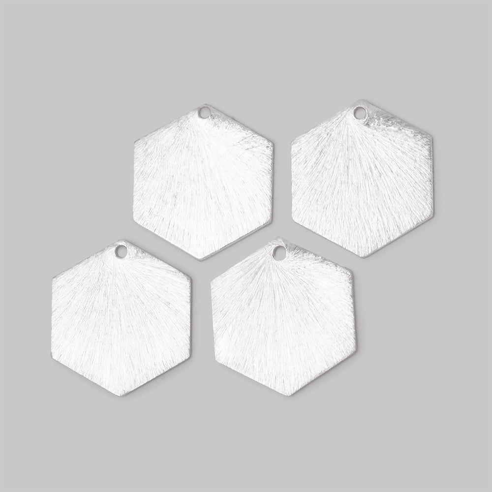 20x18mm Brushed Hexagon Charm Set of 4 pieces (ONLINE ORDER ONLY)