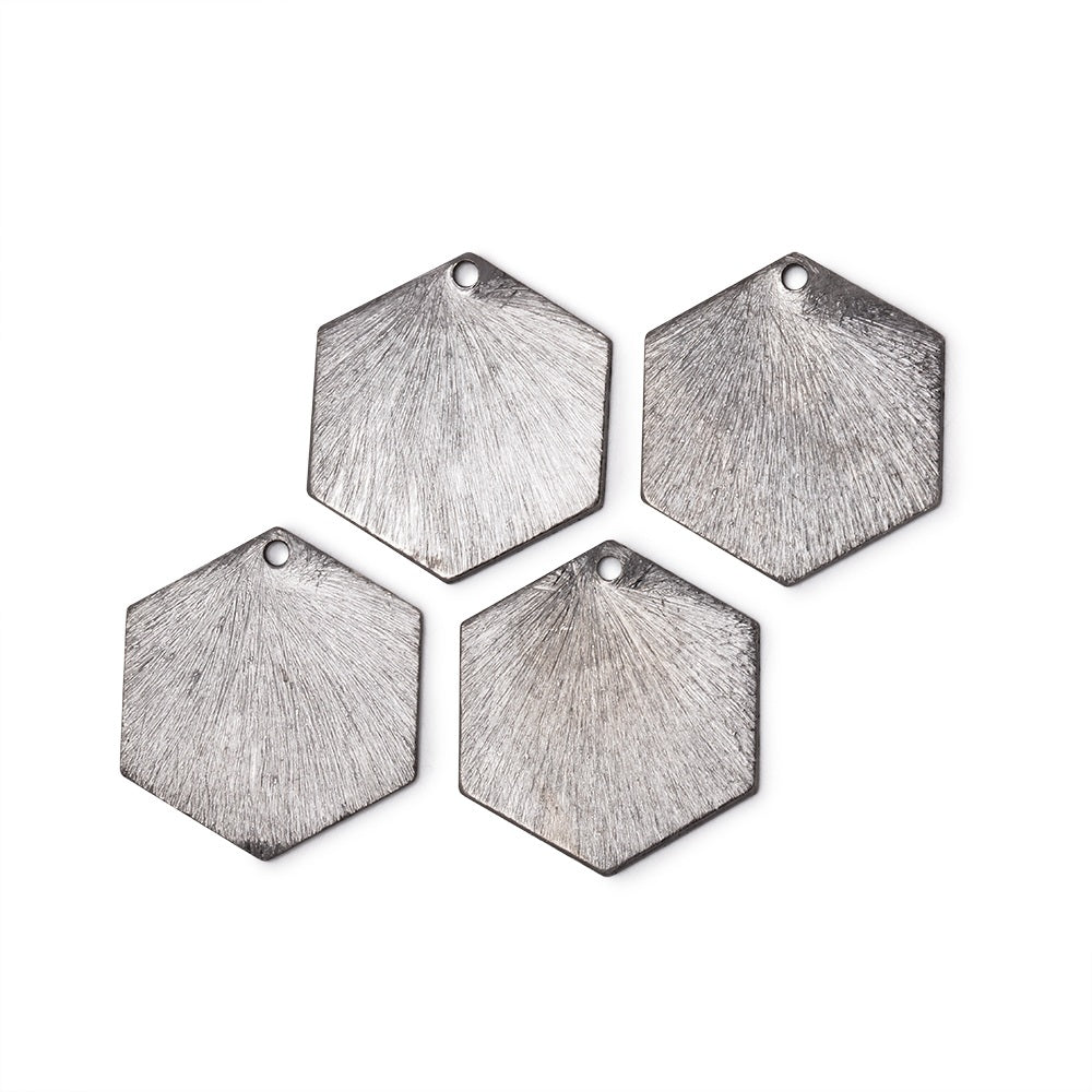 20x18mm Brushed Hexagon Charm Set of 4 pieces (ONLINE ORDER ONLY)
