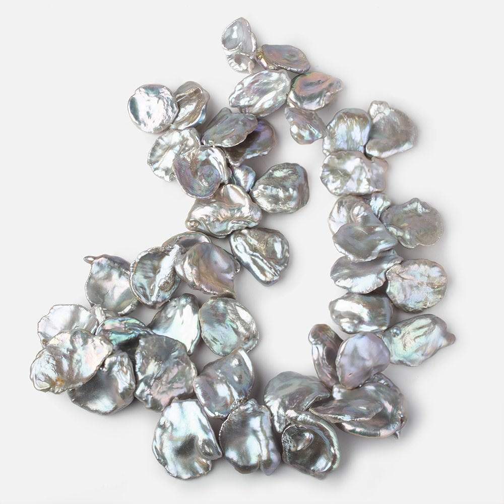 20x19-30x26mm Silver Peacock Ultra Keshi Freshwater Pearls 18 inch 47 pcs AAA (ONLINE ORDER ONLY)