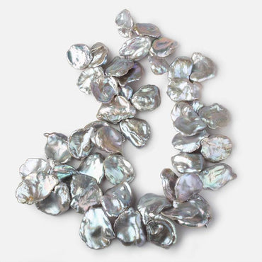 20x19-30x26mm Silver Peacock Ultra Keshi Freshwater Pearls 18 inch 47 pcs AAA (ONLINE ORDER ONLY)