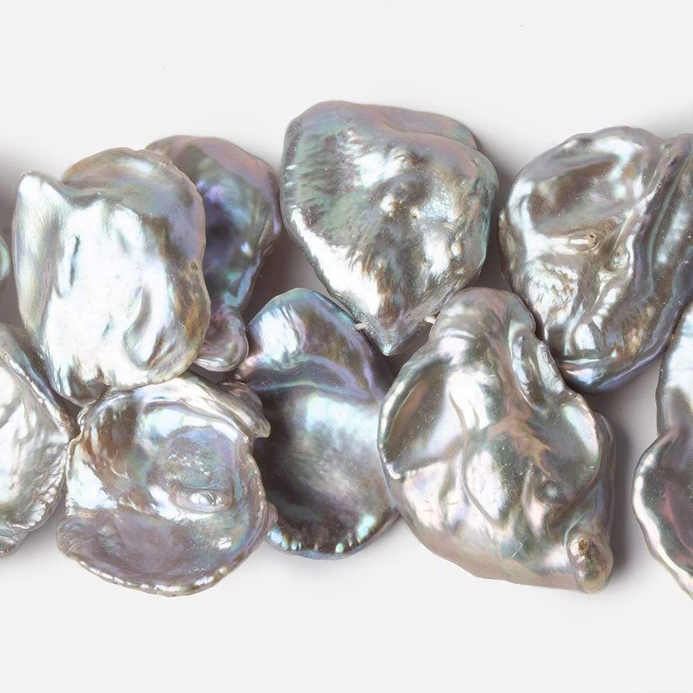 20x19-30x26mm Silver Peacock Ultra Keshi Freshwater Pearls 18 inch 47 pcs AAA (ONLINE ORDER ONLY)