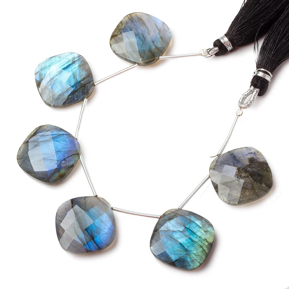 20x20mm Labradorite corner drilled faceted pillow beads 5 inch 6 pieces A (ONLINE ORDER ONLY)