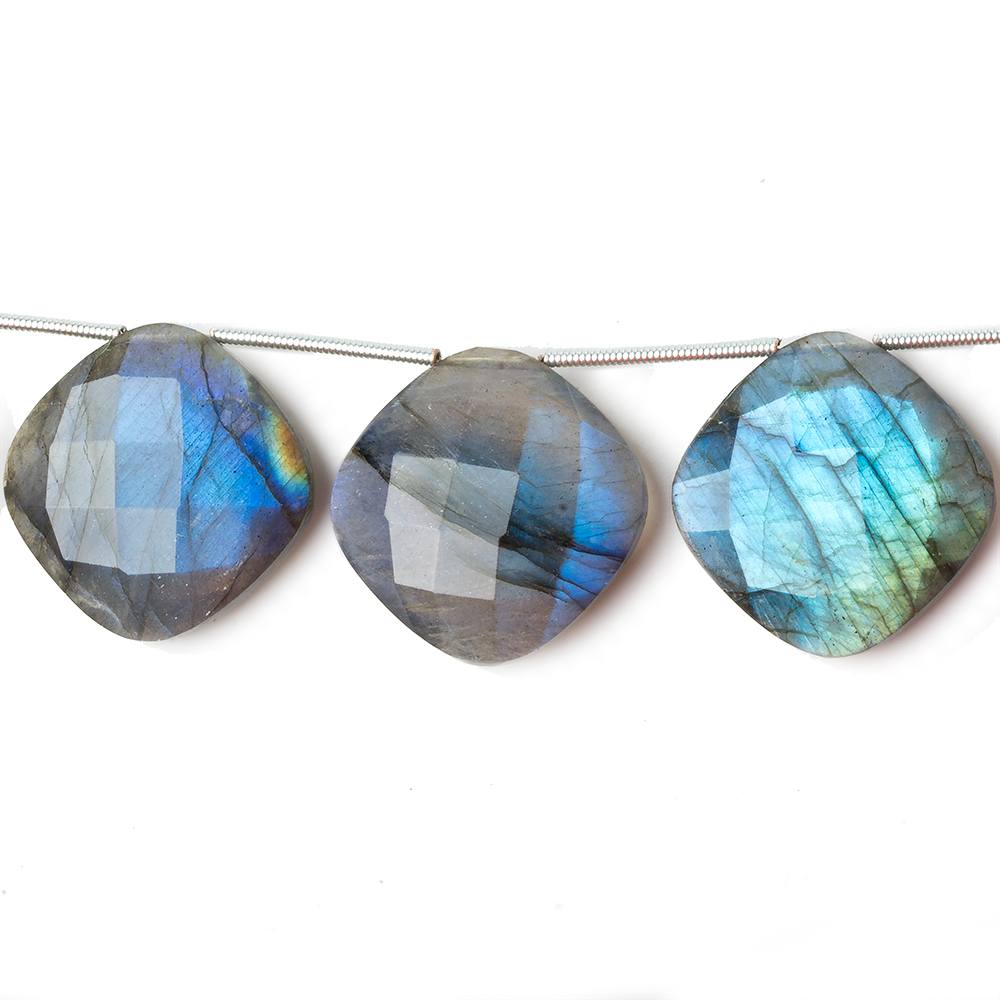 20x20mm Labradorite corner drilled faceted pillow beads 5 inch 6 pieces A (ONLINE ORDER ONLY)
