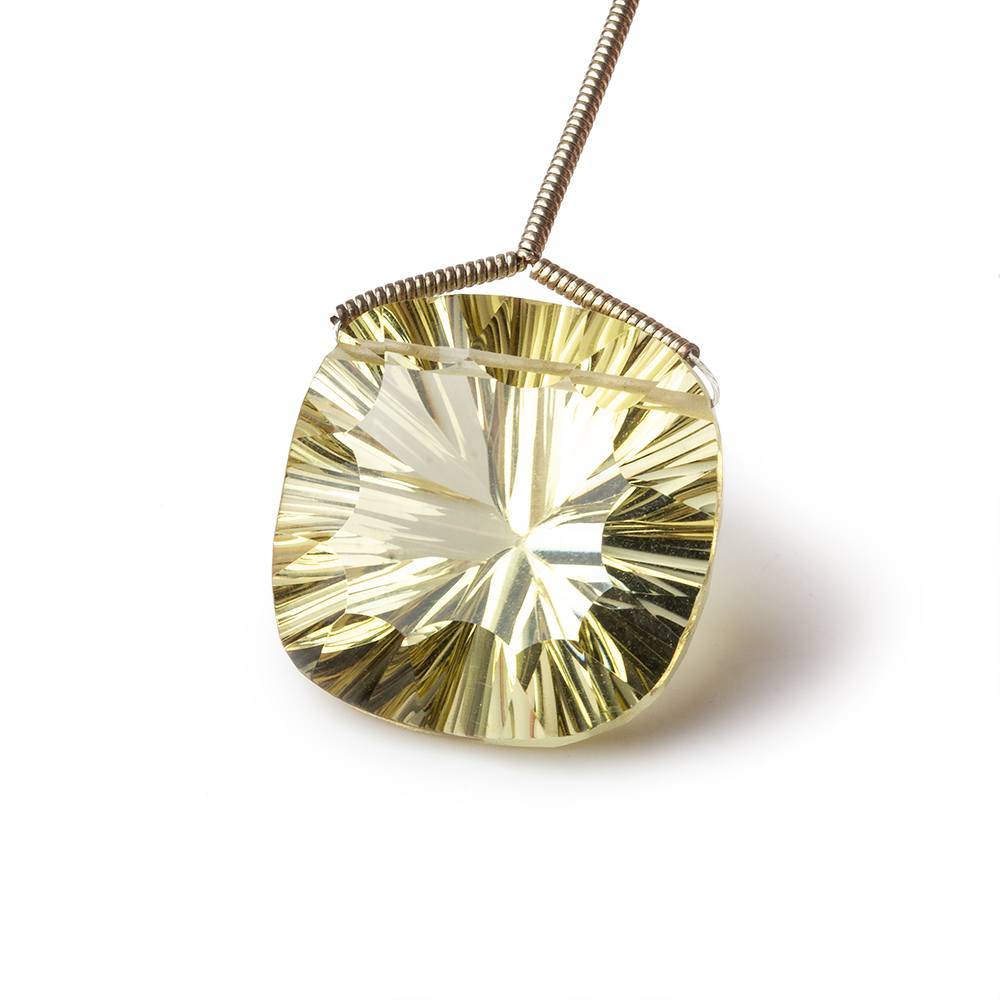 20x20mm Lemon Quartz Pavilion Concave Faceted Cushion Focal Bead 1 piece AAA (ONLINE ORDER ONLY)