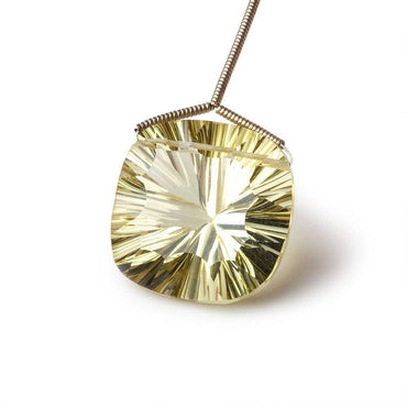 20x20mm Lemon Quartz Pavilion Concave Faceted Cushion Focal Bead 1 piece AAA (ONLINE ORDER ONLY)