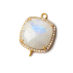 20x20mm Vermeil CZ Bezel Rainbow Moonstone Pillow Connector 1 piece (ONLINE ORDER ONLY)