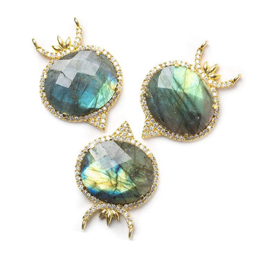 20x23mm Gold Bezel CZ & Labradorite Oval Modified East West Connector 1 focal bead (ONLINE ORDER ONLY)