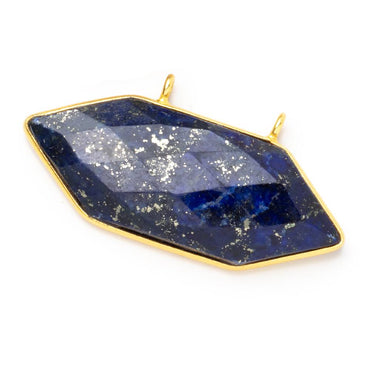 20x40mm Vermeil Bezel Lapis Lazuli Elongated Hexagon Connector 1 piece (ONLINE ORDER ONLY)