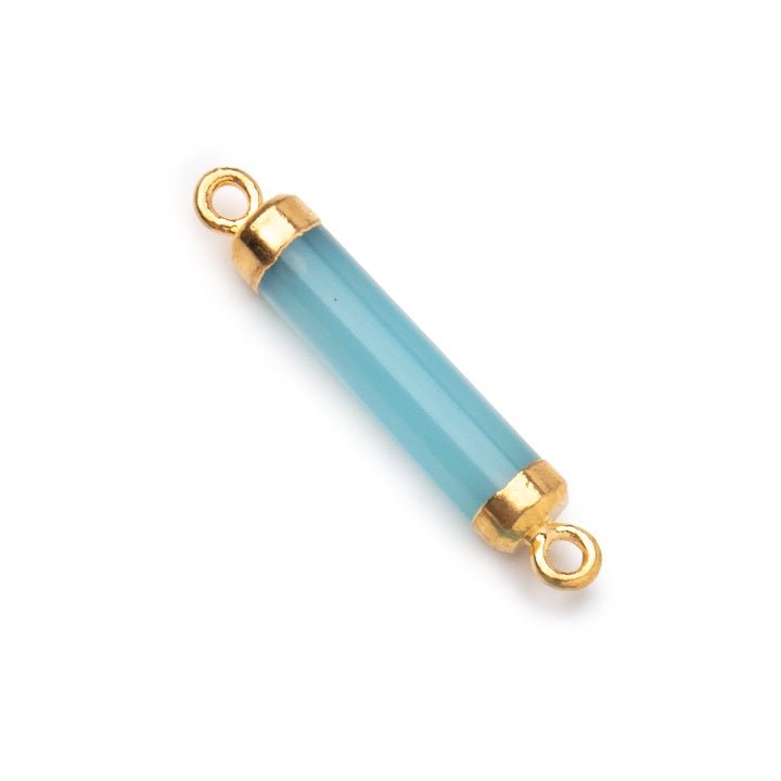 20x4.5mm Gold Leafed Blue Chalcedony Tube Focal Connector 1 piece (ONLINE ORDER ONLY)