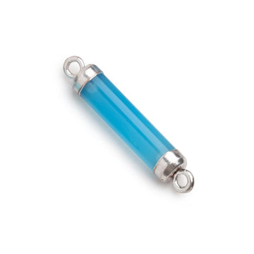 20x4.5mm Silver Leafed Blue Chalcedony Tube Focal Connector 1 piece (ONLINE ORDER ONLY)