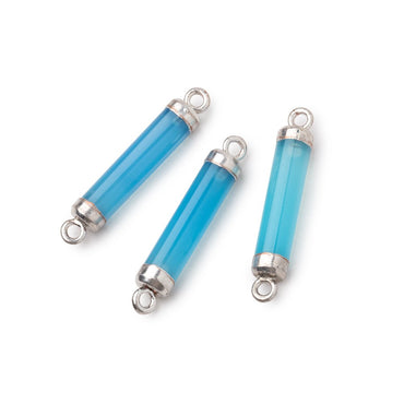 20x4.5mm Silver Leafed Blue Chalcedony Tube Focal Connector 1 piece (ONLINE ORDER ONLY)