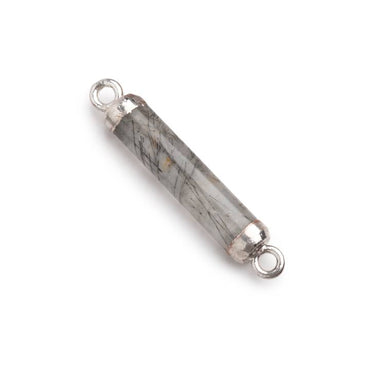 20x4.5mm Silver Leafed Tourmalinated Quartz Tube Focal Connector 1 piece (ONLINE ORDER ONLY)