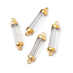 20x5mm Gold Leafed Crystal Quartz Tube Focal Connector 1 piece (ONLINE ORDER ONLY)