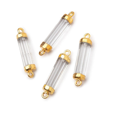20x5mm Gold Leafed Crystal Quartz Tube Focal Connector 1 piece (ONLINE ORDER ONLY)