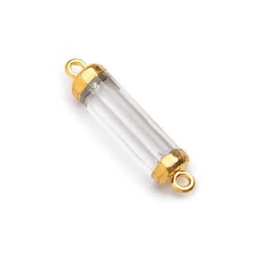 20x5mm Gold Leafed Crystal Quartz Tube Focal Connector 1 piece (ONLINE ORDER ONLY)