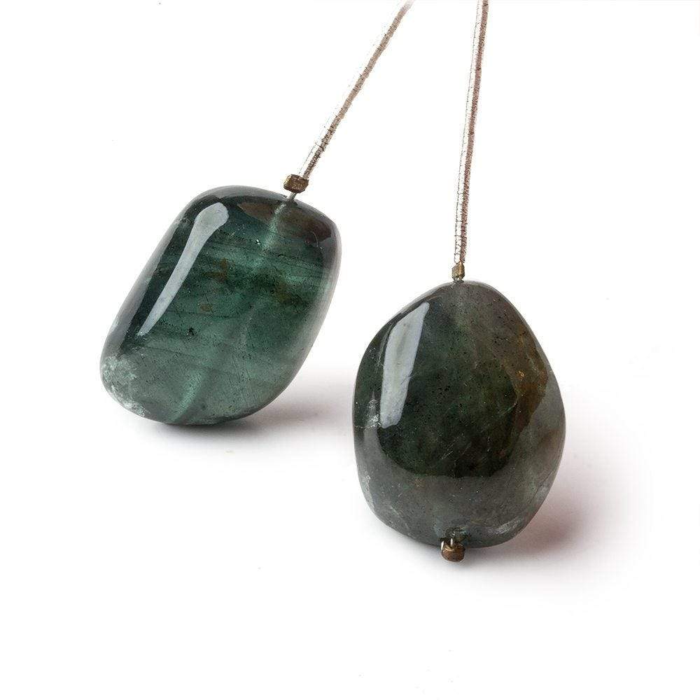 21-22.5mm Moss Aquamarine Plain Nugget Focal Beads Set of 2 (ONLINE ORDER ONLY)