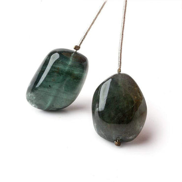 21-22.5mm Moss Aquamarine Plain Nugget Focal Beads Set of 2 (ONLINE ORDER ONLY)