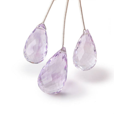 21-25mm Pink Amethyst Faceted Tear Drop Set of 3 Focal Beads (ONLINE ORDER ONLY)