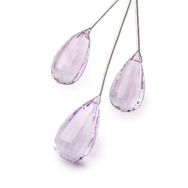 21-25mm Pink Amethyst Faceted Tear Drop Set of 3 Focal Beads (ONLINE ORDER ONLY)