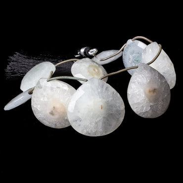 21-29mm Solar Quartz Faceted Heart Briolette Beads 9 inch 9 pieces (ONLINE ORDER ONLY)