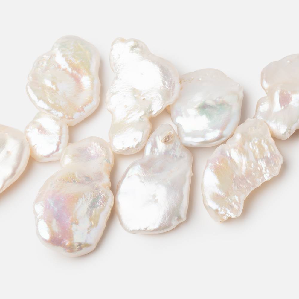 20x17-29x15mm White Top Drill Keshi Freshwater Pearls AA 13.5 inch 40 Beads (ONLINE ORDER ONLY)