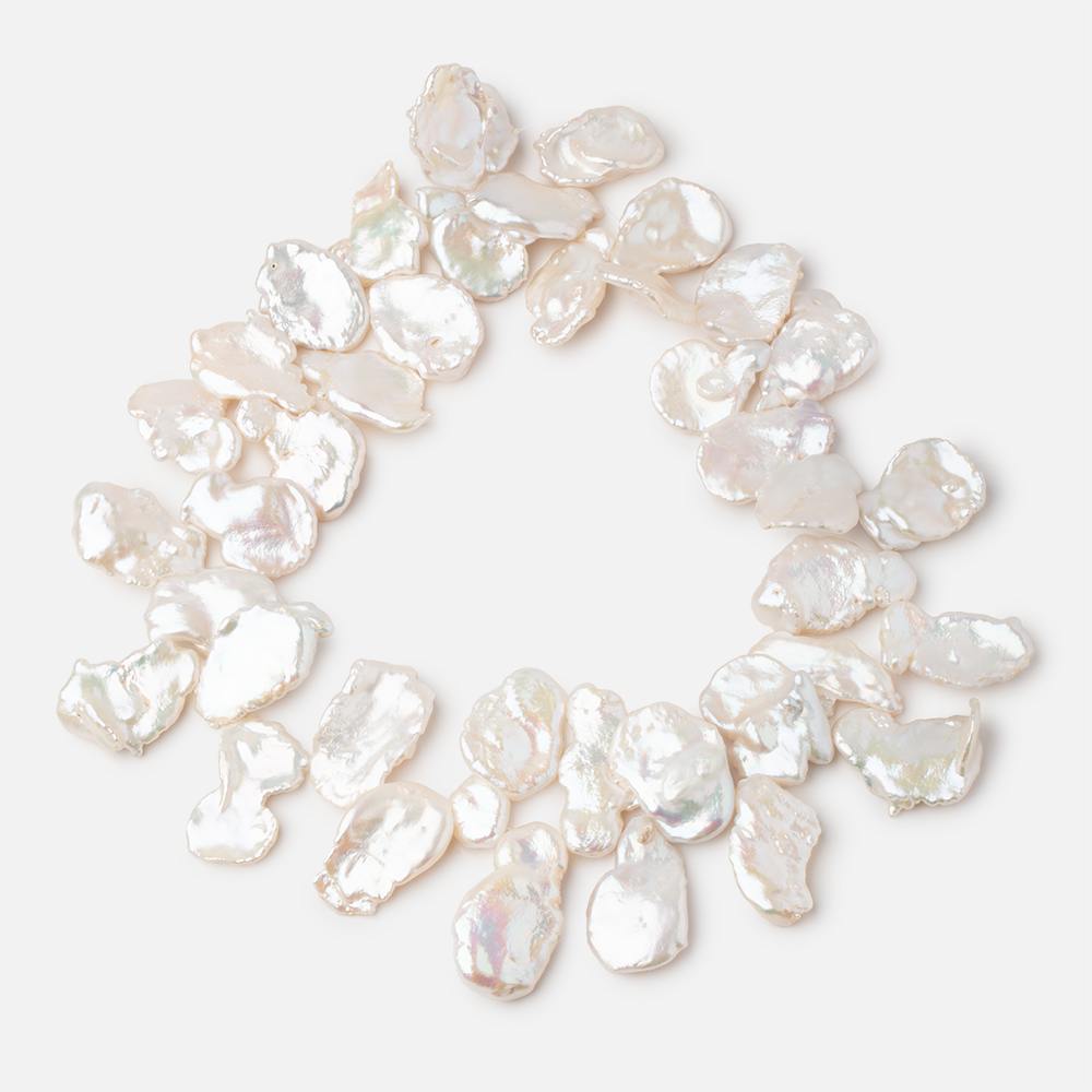 20x17-29x15mm White Top Drill Keshi Freshwater Pearls AA 13.5 inch 40 Beads (ONLINE ORDER ONLY)