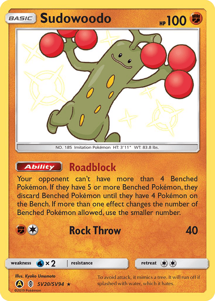 Sudowoodo (SV20/SV94) [Sun & Moon: Hidden Fates - Shiny Vault] (Online Only)