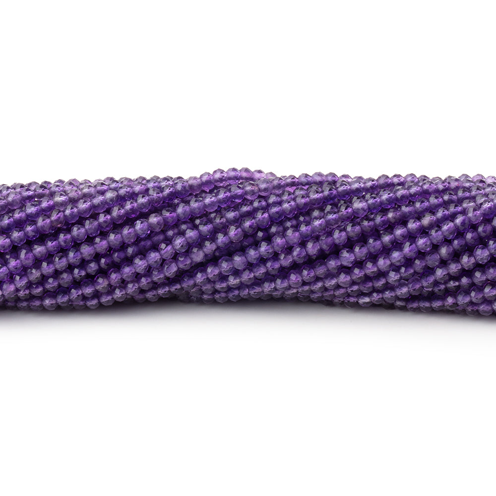 2mm Amethyst micro faceted rondelle beads 12.5 inch 220 pieces AAA (ONLINE ORDER ONLY)