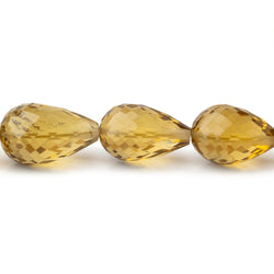 Whiskey Quartz Straight Drill Faceted Tear Drop 16 inch 33 Beads