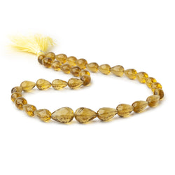 Whiskey Quartz Straight Drill Faceted Tear Drop 16 inch 33 Beads