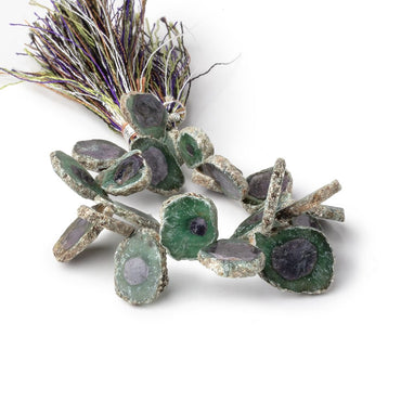 11x9-19x14mm Red & Green Bi-Color Corundum Crystal Slices 6 inch 21 pieces (ONLINE ORDER ONLY)