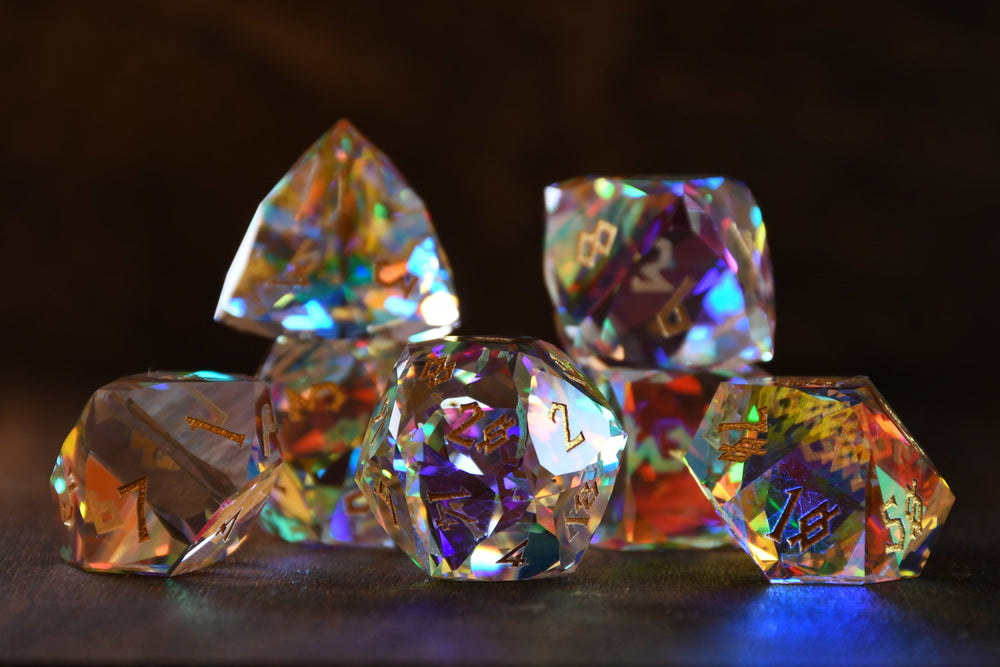 Diamond Prism Multifaceted Glass Dice Set (ONLINE ORDER ONLY)