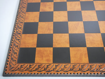 Chess Board - 23" Brown & Black Faux Leather Board 2.25" Squares. (ONLINE ORDER ONLY)