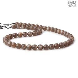 8mm Chocolate Brown Moonstone plain round beads 16 inch 51 pieces 1mm hole AAA (ONLINE ORDER ONLY)