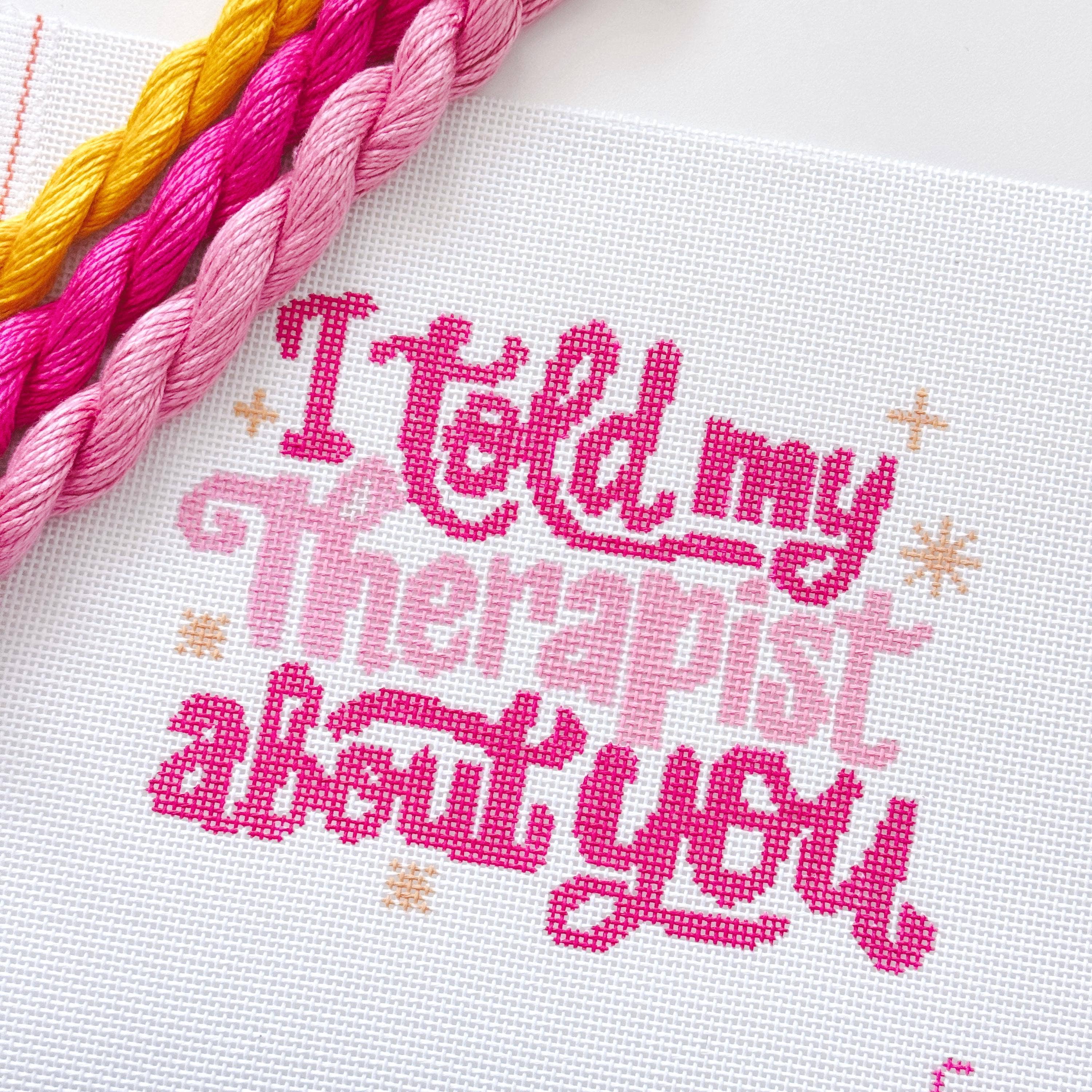 Cotswold Co Designs - Mental Health Needlepoint Canvas, Modern Cheeky Needlepoint Pillow Canvas, 13 Mesh, 9”x6” design, Snarky Needlepoint Canvas (ONLINE ORDER ONLY)