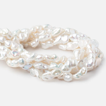11x7-17x10mm White Straight Drilled Keshi Freshwater Pearls 16 inch 25 pieces (ONLINE ORDER ONLY)