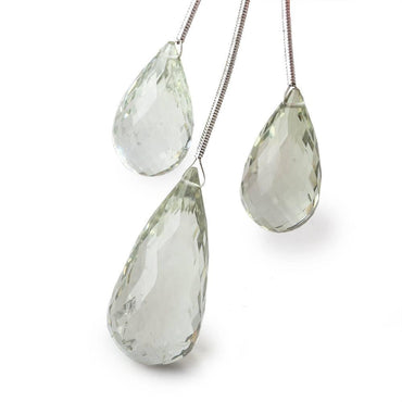 21.5x11-30x14mm Prasiolite Faceted Tear Drop Focal Beads Set of 3 (ONLINE ORDER ONLY)