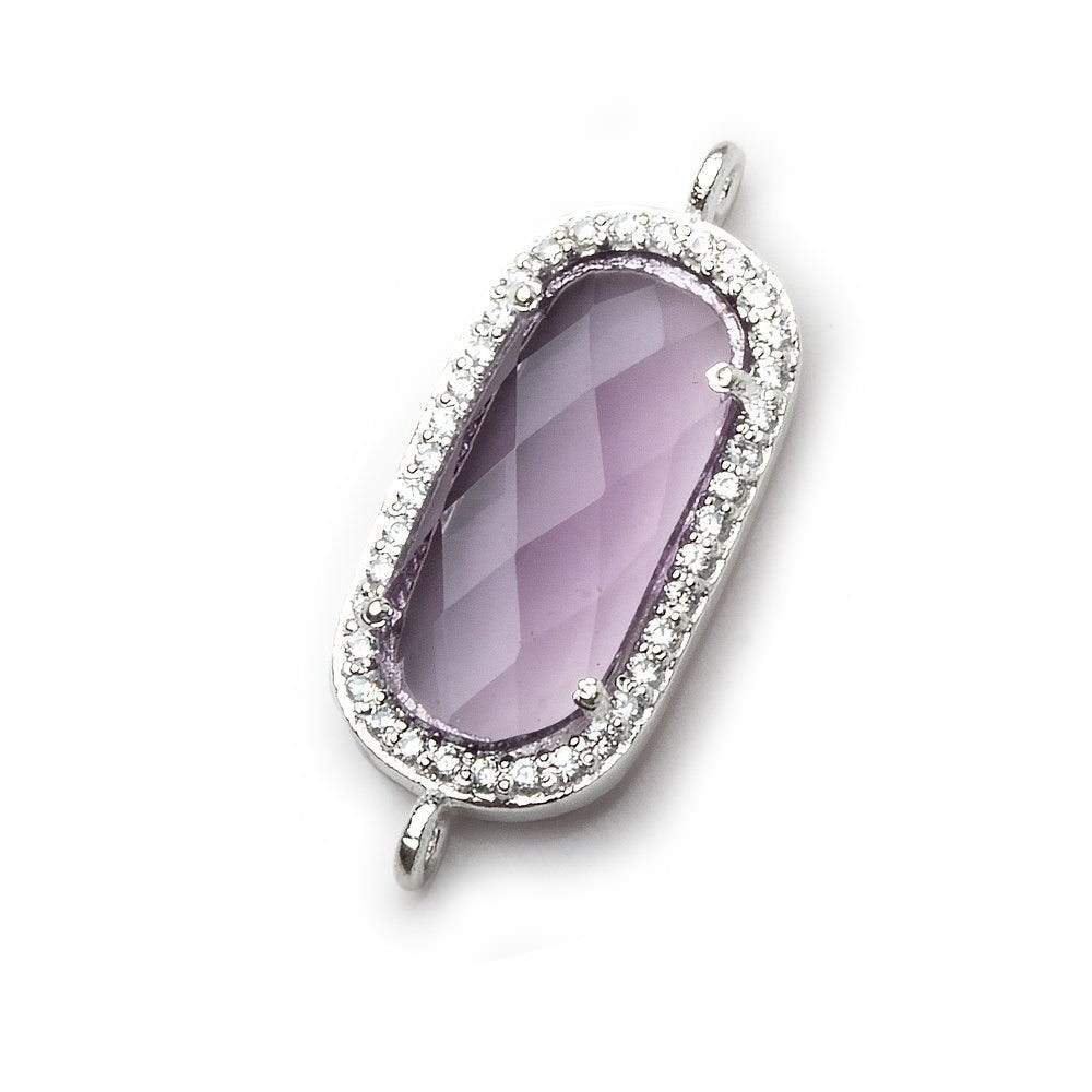 21.5x11.5mm Silver CZ Bezel Purple Hydro Quartz Oval Connector 1 piece (ONLINE ORDER ONLY)