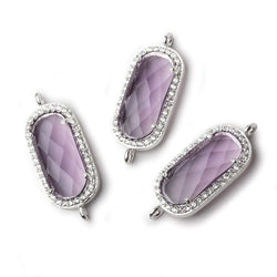 21.5x11.5mm Silver CZ Bezel Purple Hydro Quartz Oval Connector 1 piece (ONLINE ORDER ONLY)