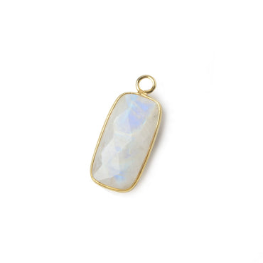 21.5x11.5mm Vermeil Bezel Rainbow Moonstone faceted bar pendant 1 piece (ONLINE ORDER ONLY)