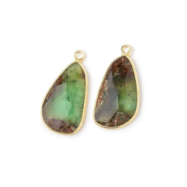 21.5x13mm Vermeil Bezel Chrysoprase Faceted Freeform Set of 2 Pendants (ONLINE ORDER ONLY)