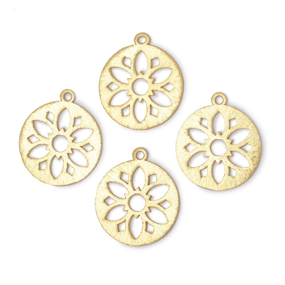 21mm Brushed Filigree Coin Charm Set of 4 pieces (ONLINE ORDER ONLY)