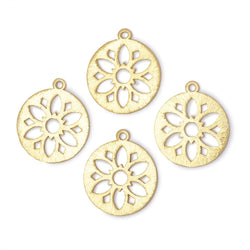 21mm Brushed Filigree Coin Charm Set of 4 pieces (ONLINE ORDER ONLY)