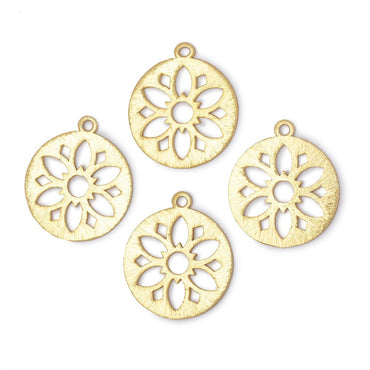 21mm Brushed Filigree Coin Charm Set of 4 pieces (ONLINE ORDER ONLY)